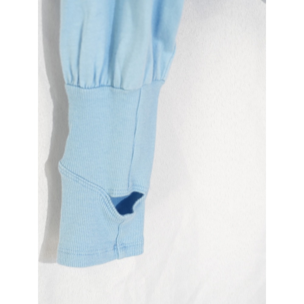 JoyLab Long-Sleeve Tee Women Large Blue Boxy Fit Thumbhole Tulip Wrap Back NWT - Picture 3 of 9